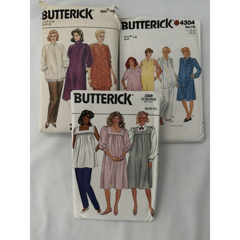 Vtg MATERNITY PATTERNS BUTTERICK Lot Of 3
